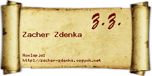 Zacher Zdenka névjegykártya